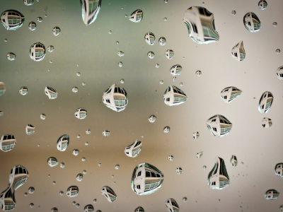 После дождя, капли, macro, отражение, поверхность, вода