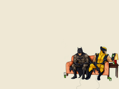 Бэтмен, wolverine, диван, росомаха, минимализм, batman, комикс