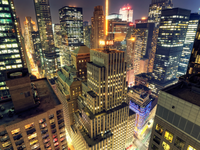 Нью-йорк, ночь, небоскрёбы, midtown, manhattan at night, new york, город
