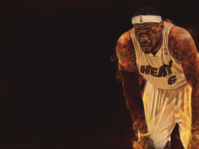 баскетбол, Lebron james, nba, игрок, miami heat, огонь