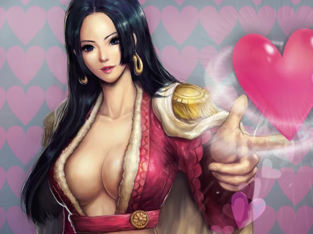 wonst92, девушка, сердечко, Арт, boa hancock, one piece, грудь, серьги