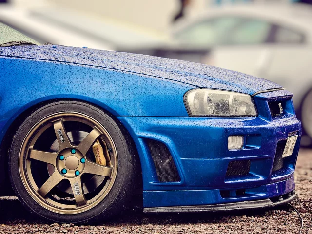 skyline, gt-r, синий, тюнинг, ниссан, r34, Nissan