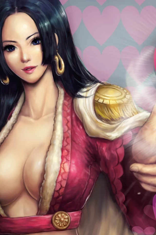 wonst92, девушка, сердечко, Арт, boa hancock, one piece, грудь, серьги