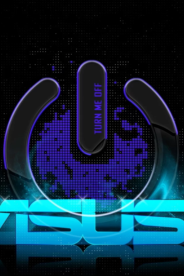 turn me off, logo, Asus, tech, hi-tech, blue, brand