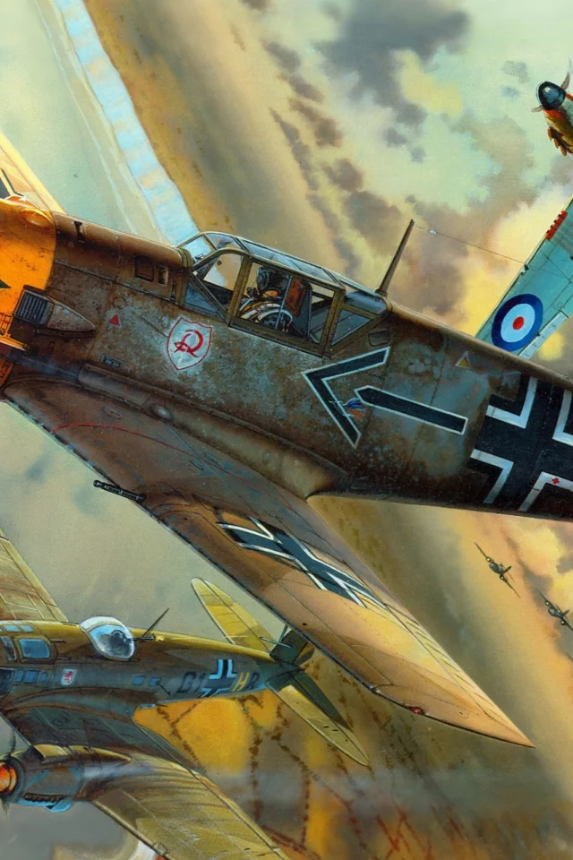 немецкие, самолеты, Messerschmitt bf-109e4, британские