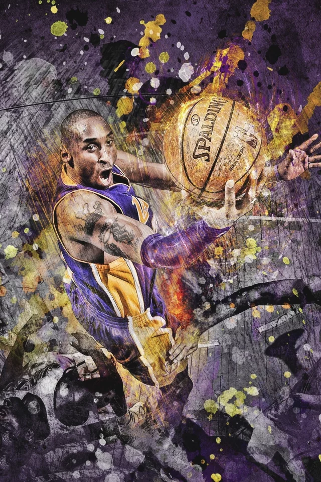 Kobe bryant, spalding, мяч, игрок, баскетбол, lakers, рисунок