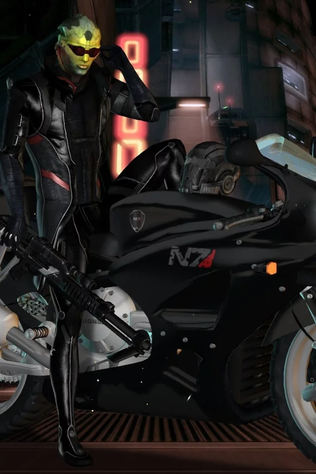 mass effect, тэйн, omega, омега, thane, Fan art, n7, мотоцикл