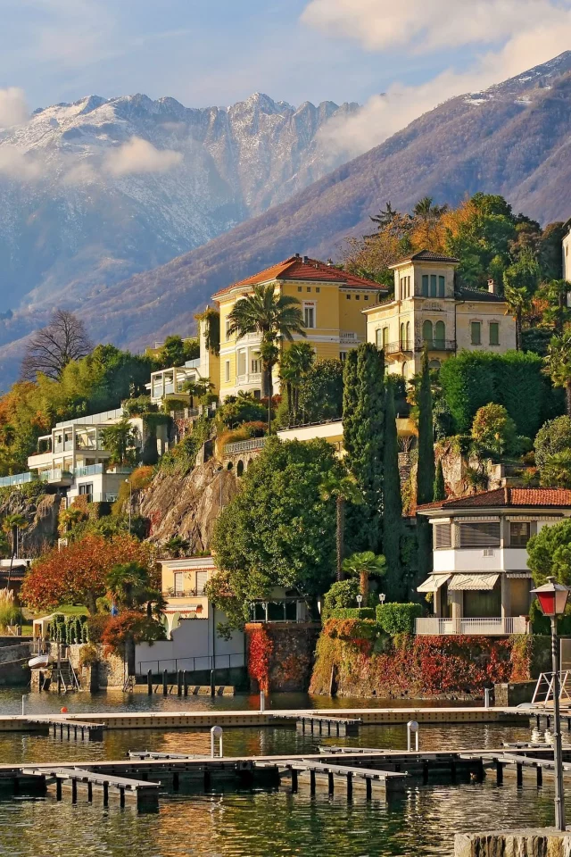 switzerland, ascona, швейцария, горы, здания, Аскона, деревья