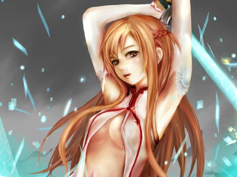 осколки, zhang xiao bo , девушка, меч, yuuki asuna, Арт, sword art online