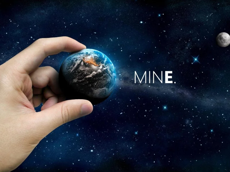 mine space, планета, небо, луна, звезды, рука, Космос, space