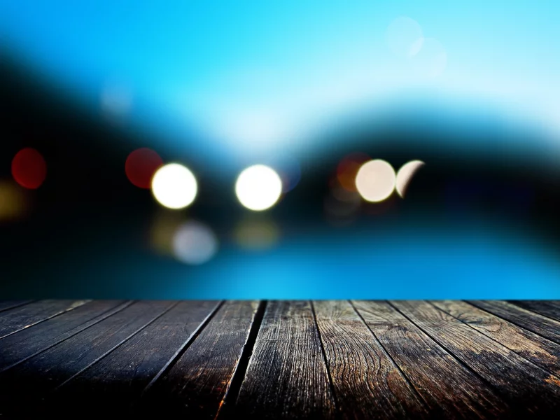 bokeh, water, свет, боке, blue, размыты, вода, деревянный пол, синий, wooden floor, skies, blurred, небо, lights