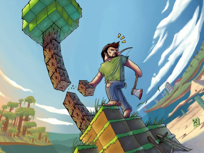 video games, Minecraft, видео-игры, artwork, произведения искусства