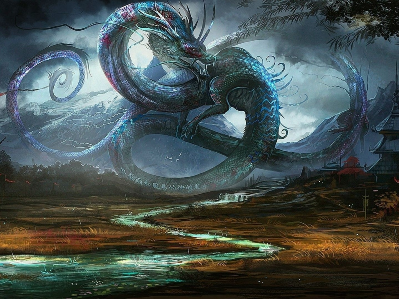 shaolin, skies, dragons, water, fantasy art, sea, rain, flags, artwork, legendary, low resolution, , China