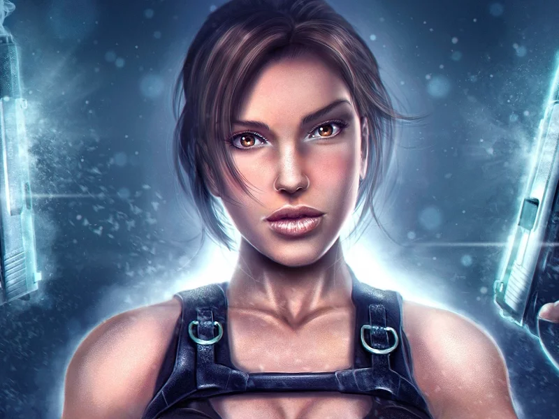  tomb raider, пистолеты, оружие, lara croft, Арт, девушка