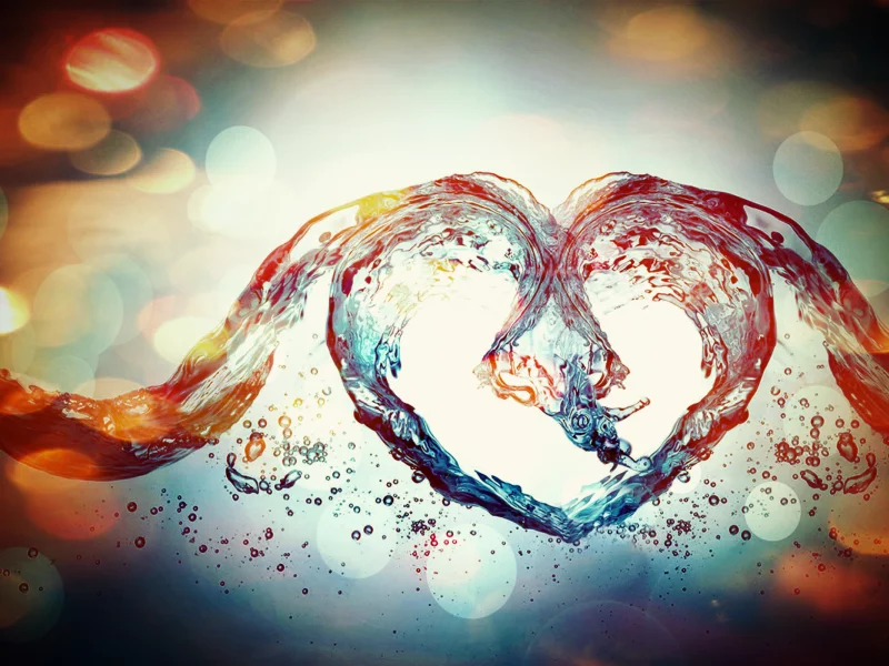 heart, любовь, abstract , Love, эффекты, colourful, blue, water, effects, сердце
