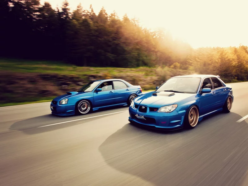 sti, Субару, subaru impreza, в движении, тюнинг