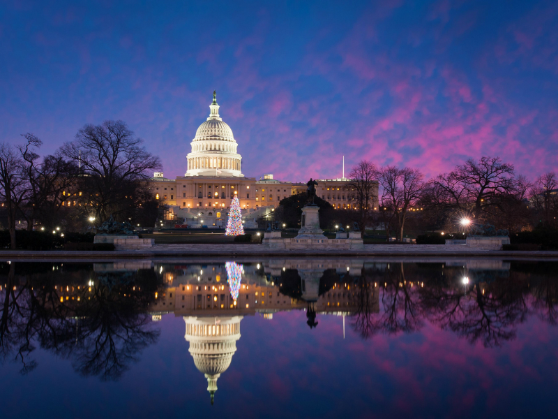 meeting place, park, сша, winter, Washington, united states capitol, usa, evening