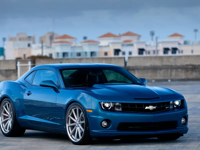 camaro ss, blue, buildings, Chevrolet, city, синий, шевроле камаро сс