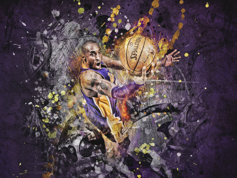 Kobe bryant, spalding, мяч, игрок, баскетбол, lakers, рисунок
