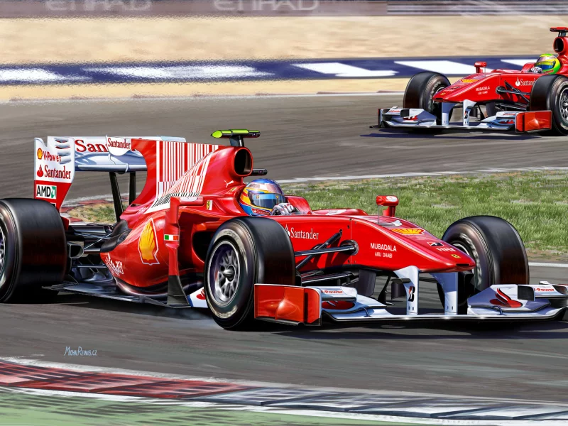 болид, Рисунок, ferrari, michal reinis, гоночный автомобиль, f10