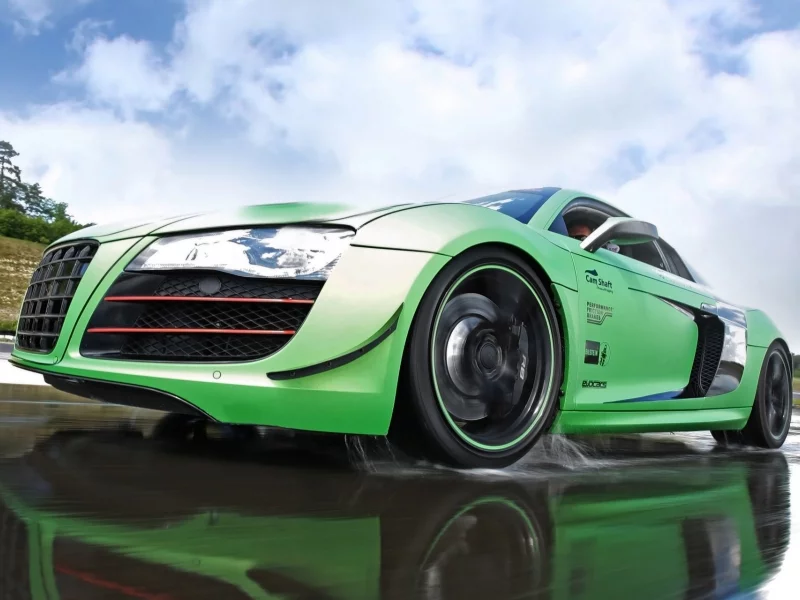 суперкар, в10, r8, Racing one, ауди, зелёный, р8, audi, v10