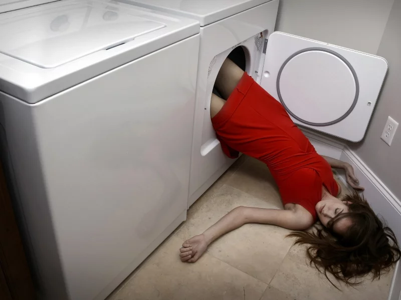 девушка, ситуация, Washing machine