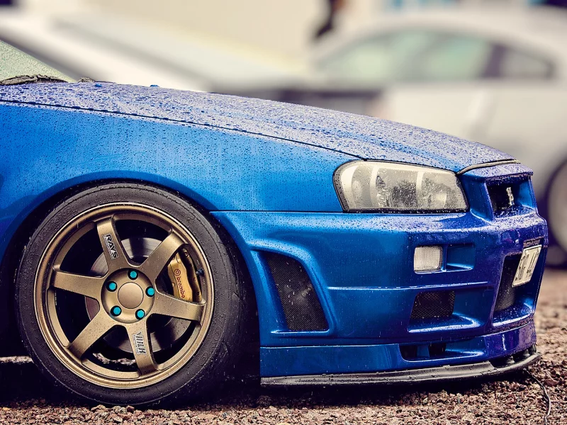 skyline, gt-r, синий, тюнинг, ниссан, r34, Nissan