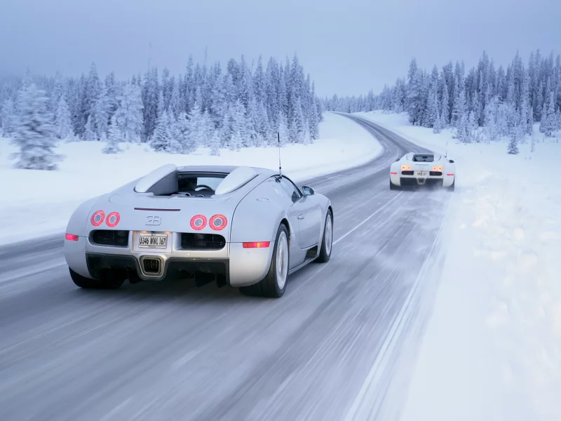 зима, white, winter, Bugatti, снег, veyron, drive