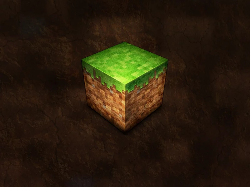 Minecraft, кубик, земля, трава