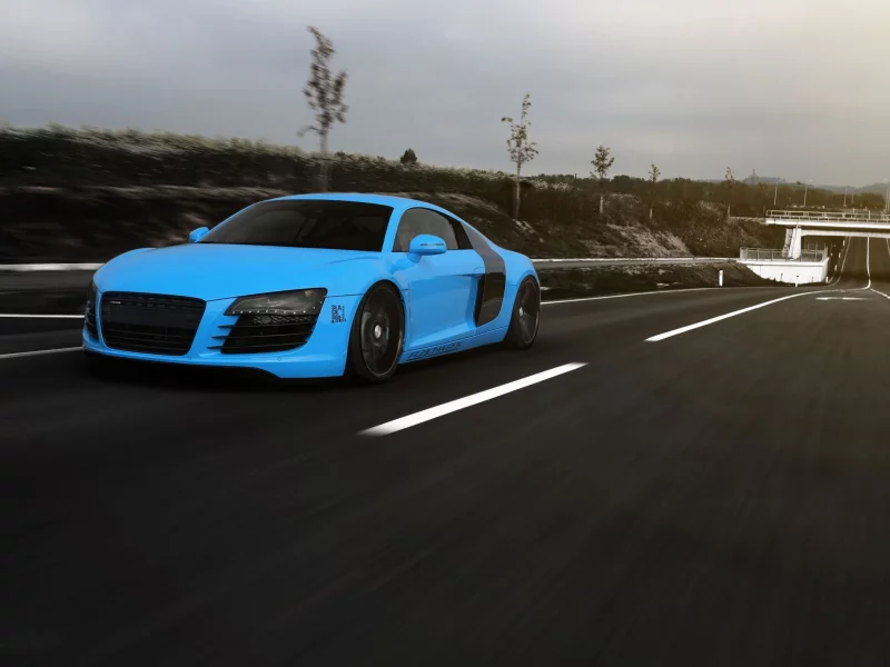 Audi, blue, r8, голубой, р8, road, скорость, дорога, speed, ауди