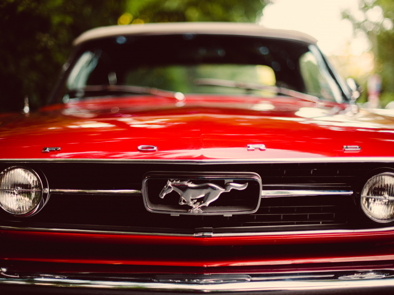 передок, mustang, Ford, мустанг, classic, красный, боке, red, форд