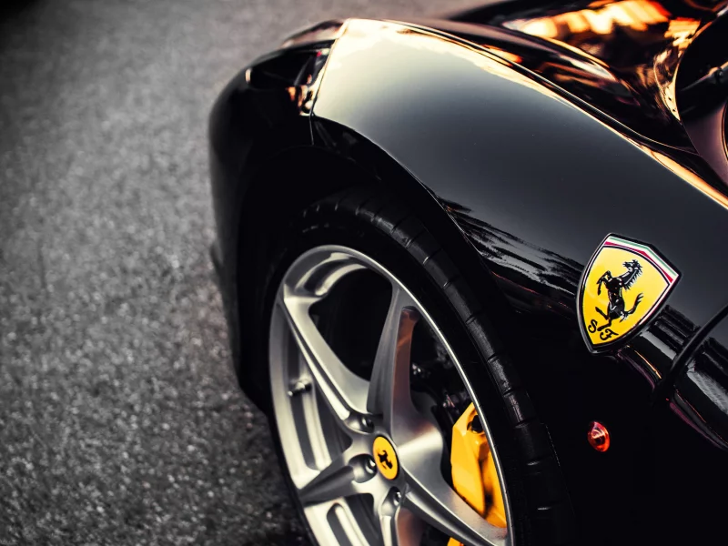 шина, шильдик, значок, феррари, black, Ferrari, чёрная, крыло
