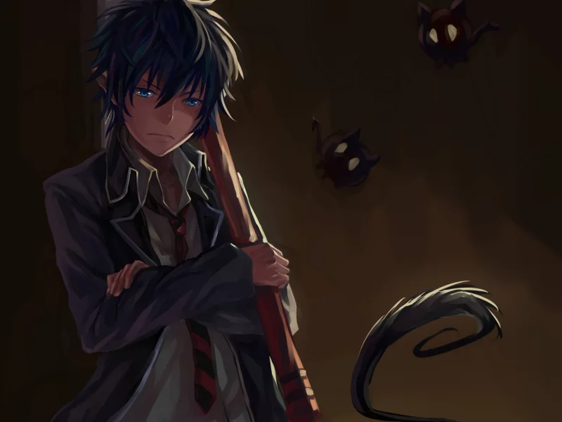 okumura rin, ao no exorcist, хвост, демон, Арт, iamianliele, парень