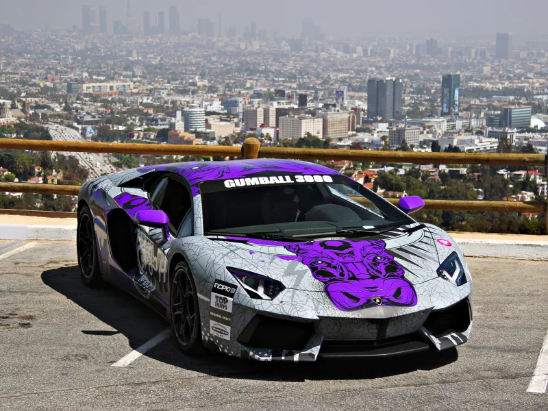 aventador, город, рисунок, крыша, lp 700-4, Lamborghini, ламборджини