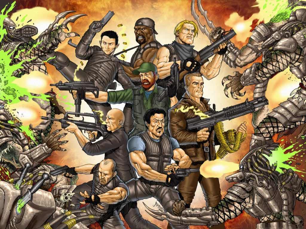 The expendables vs predators, джейсон стэйтем, сильвестр сталлоне