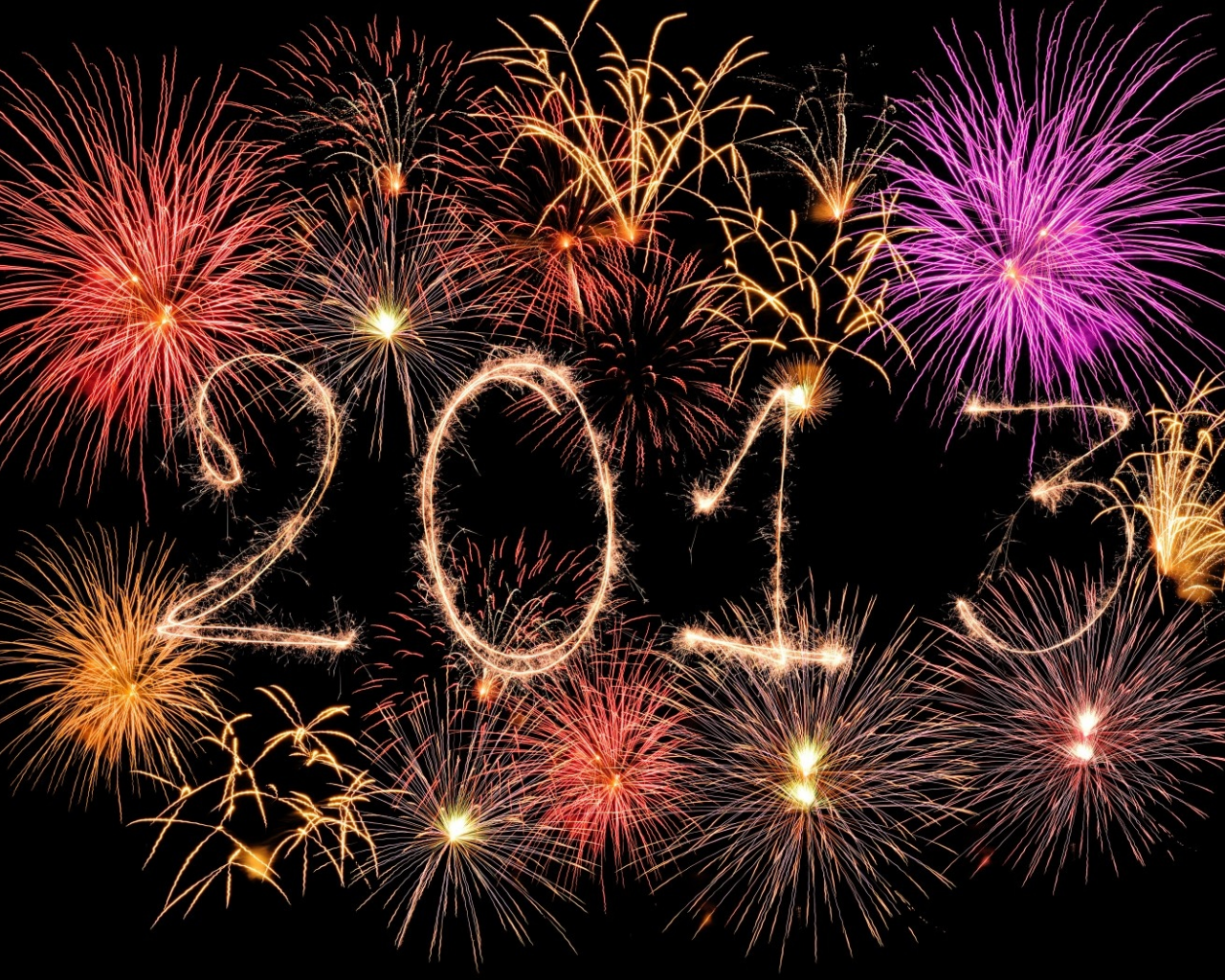 салюты, новый год, фейерверки, небо, 2013, ночь, год, цифры