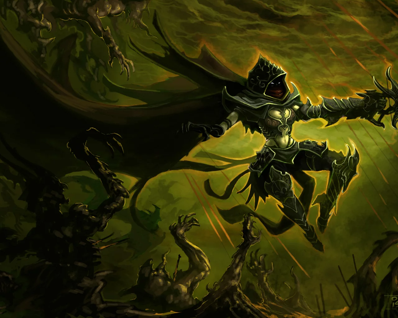на демонов, hunter, плащ, арт, Diablo 3, охотник, demon, броня