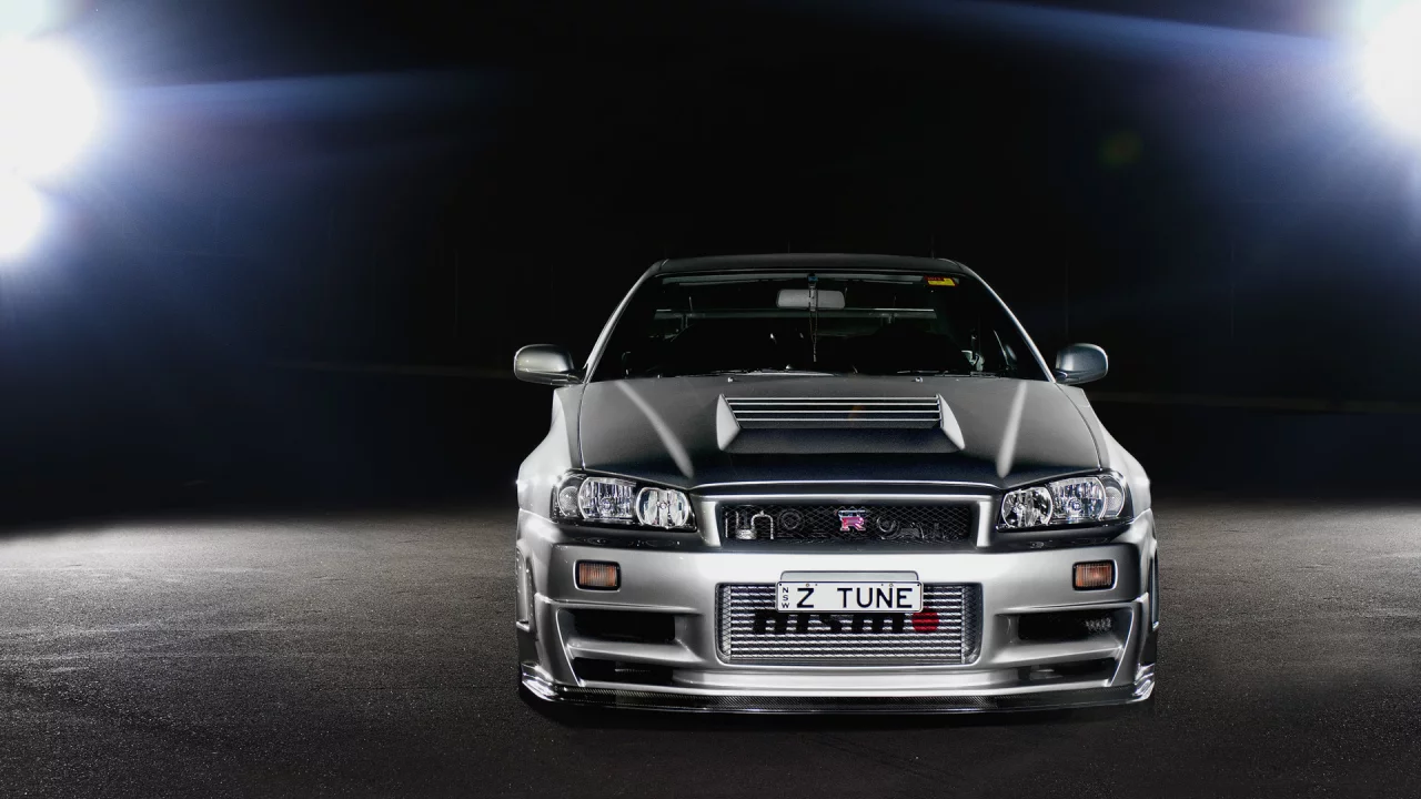 Nissan, silvery, front, скайлайн, ниссан, gt-r, r34, skyline, серебристый