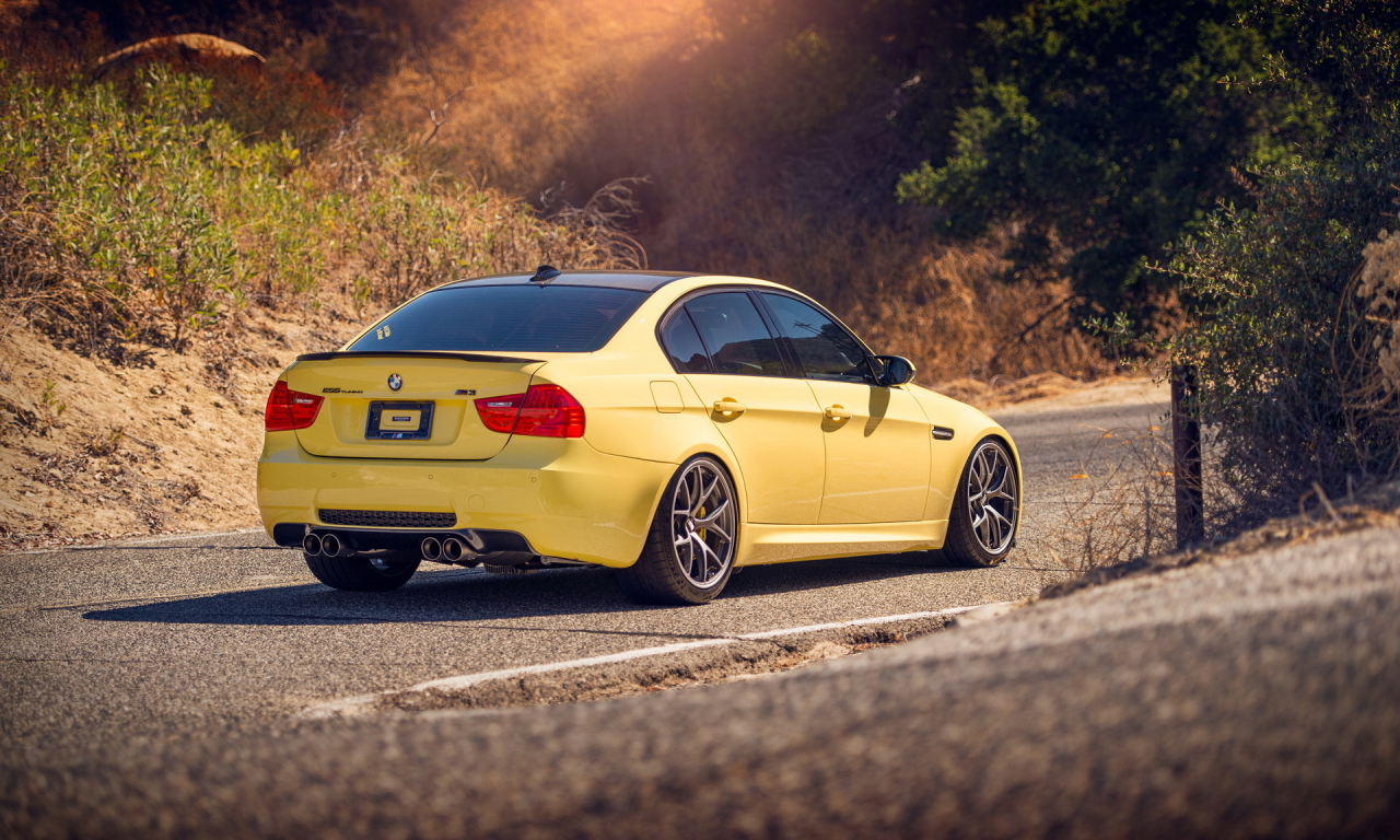 Бмв, желтая, дорога, bmw m3