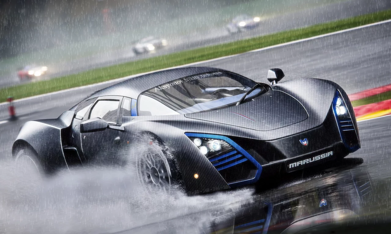 Marussia, маруся, дождь, b2, rain, суперкар