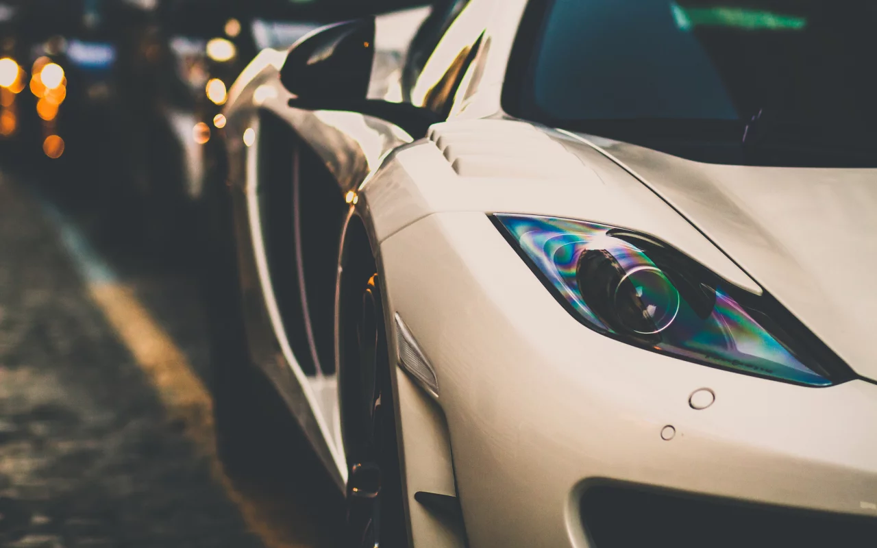 белый, mp4-12c, Mclaren, фара, боке, суперкар