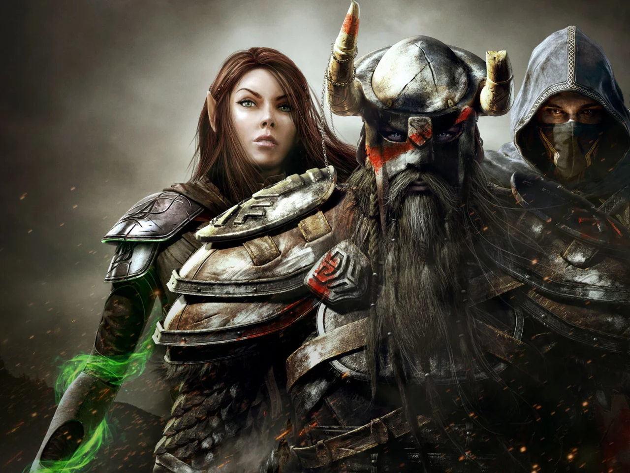 мужчины, девушка, воин, The elder scrolls online, ассасин, маг