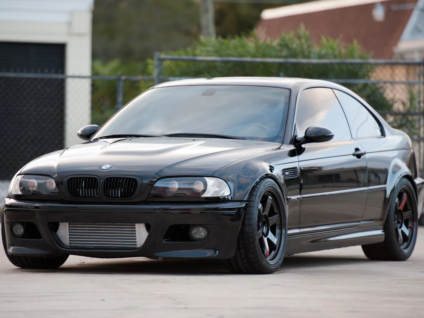 m3, Bmw, бмв, wheels, отражение, e46, volk, black, вид спереди, чёрный