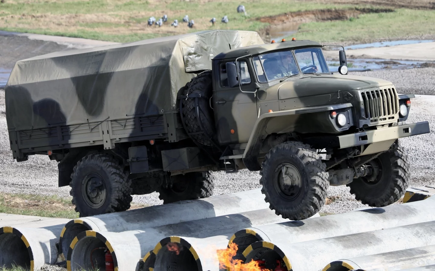 передок, ural, испытание, 43206, грузовик, фон, военный, Урал