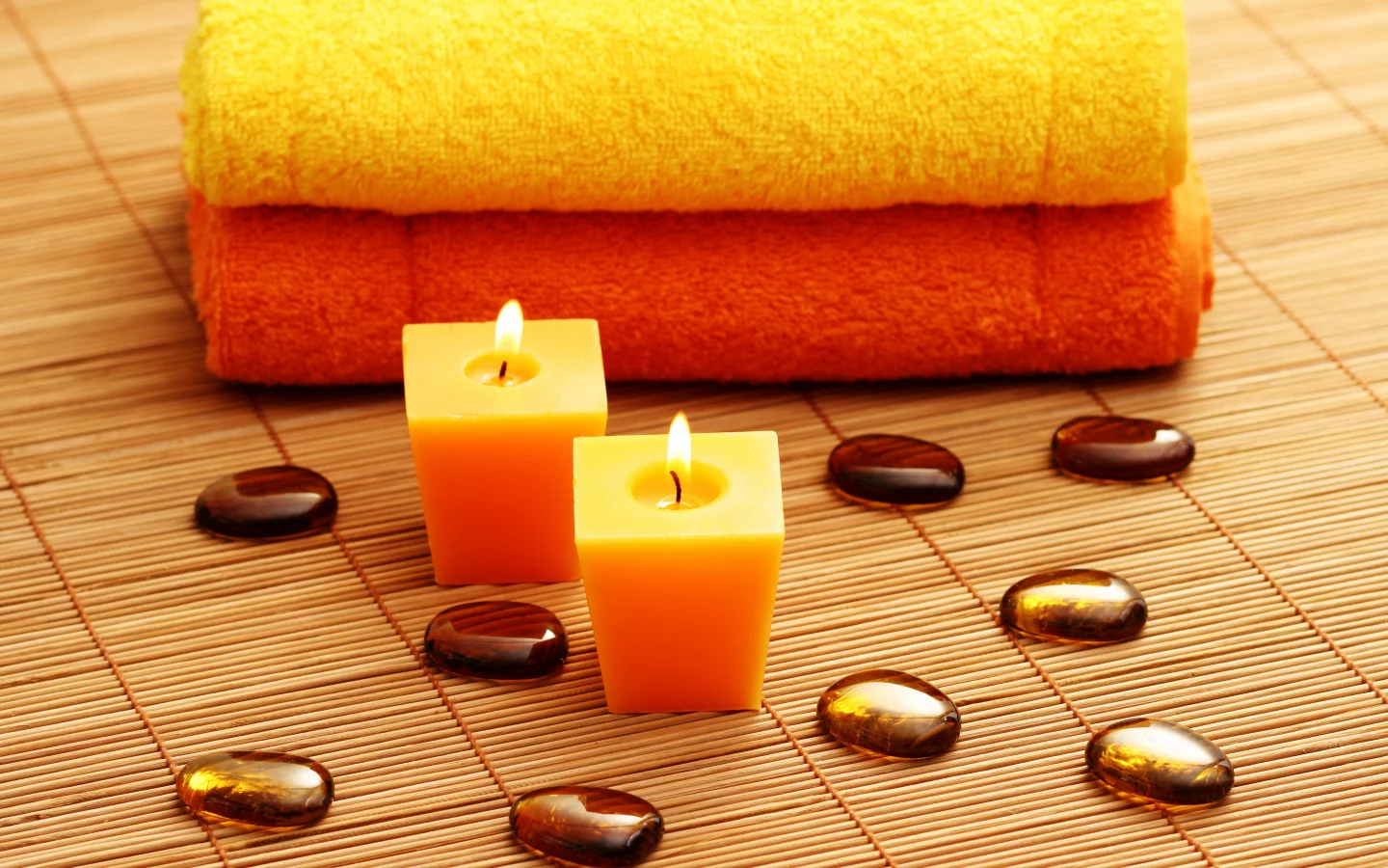 полотенца, циновка, Свечи, спа, камни, spa