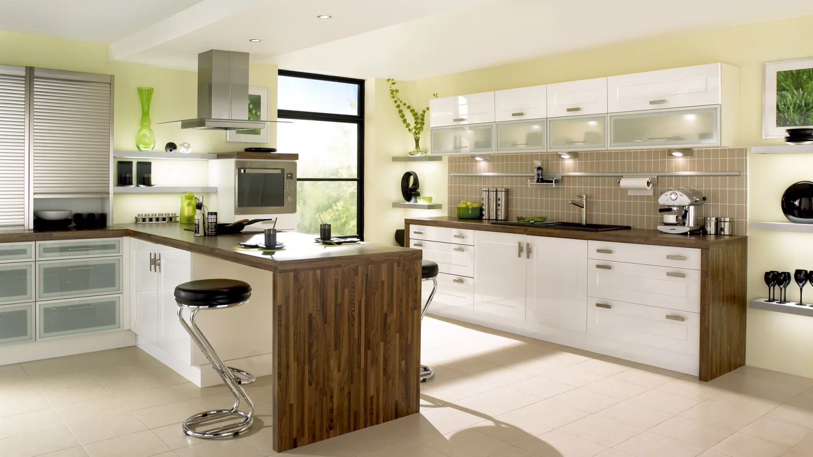 вилла, Интерьер, стиль, дом, дизайн, white kitchen designing, кухня