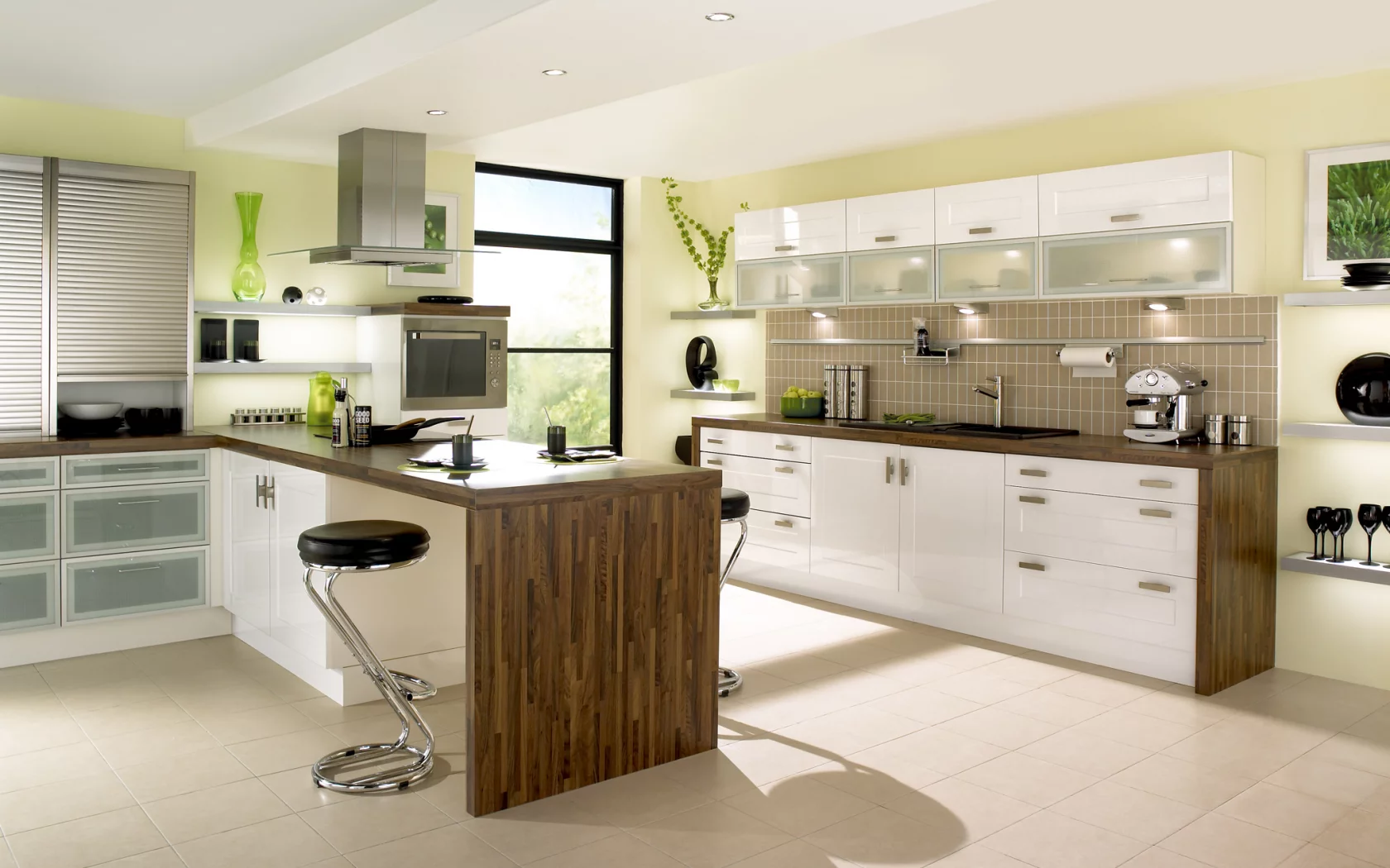 вилла, Интерьер, стиль, дом, дизайн, white kitchen designing, кухня