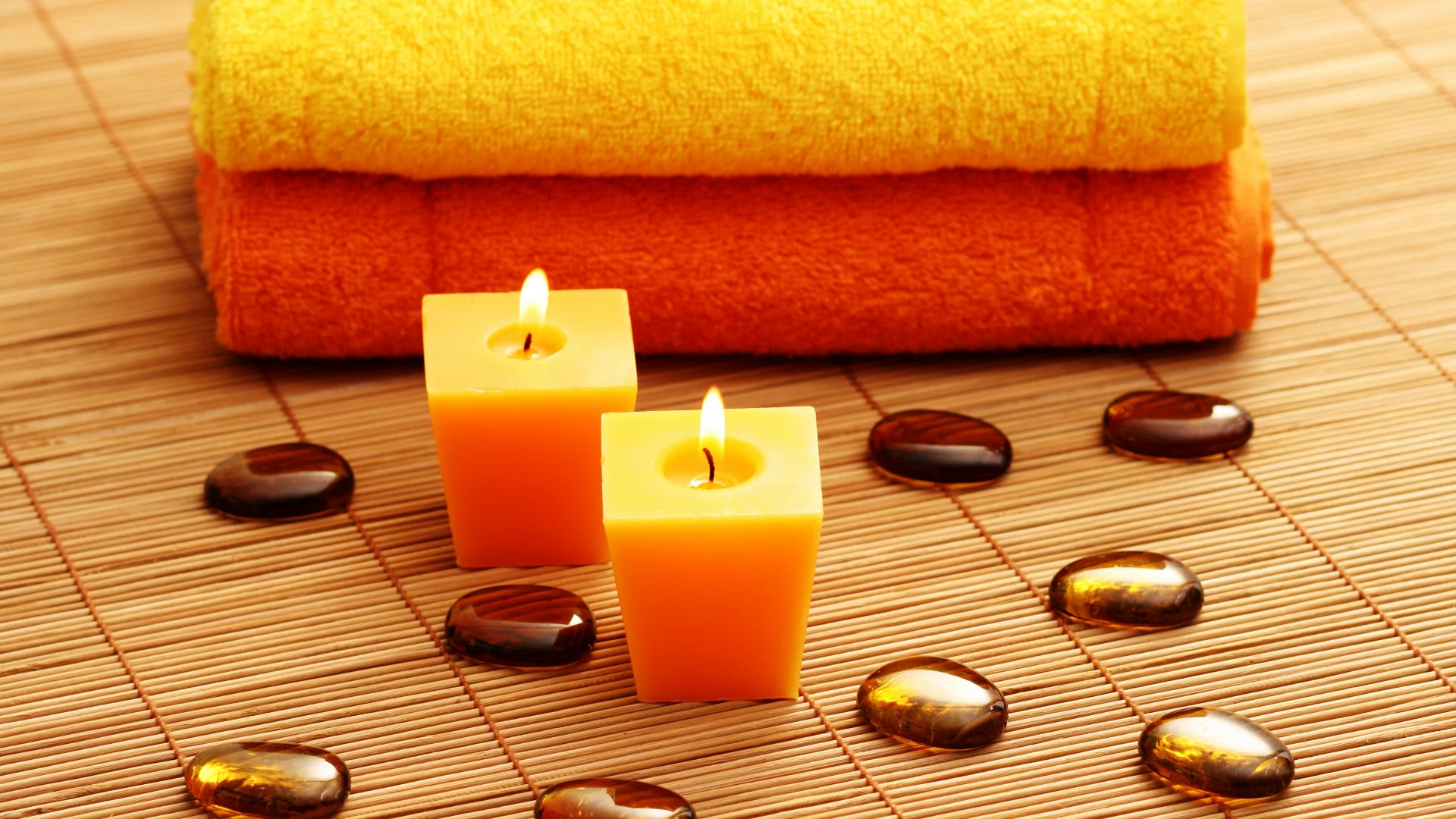 полотенца, циновка, Свечи, спа, камни, spa