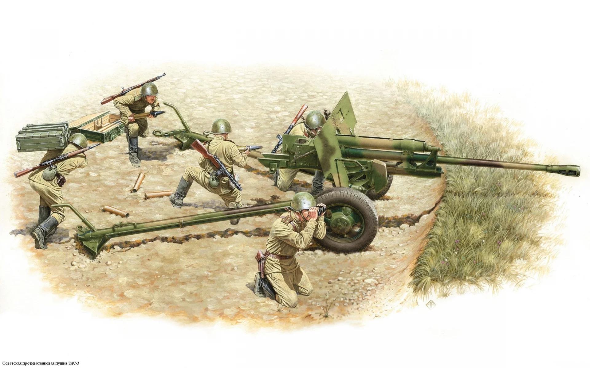 противотанковая пушка, оружие, советская, Зис-3