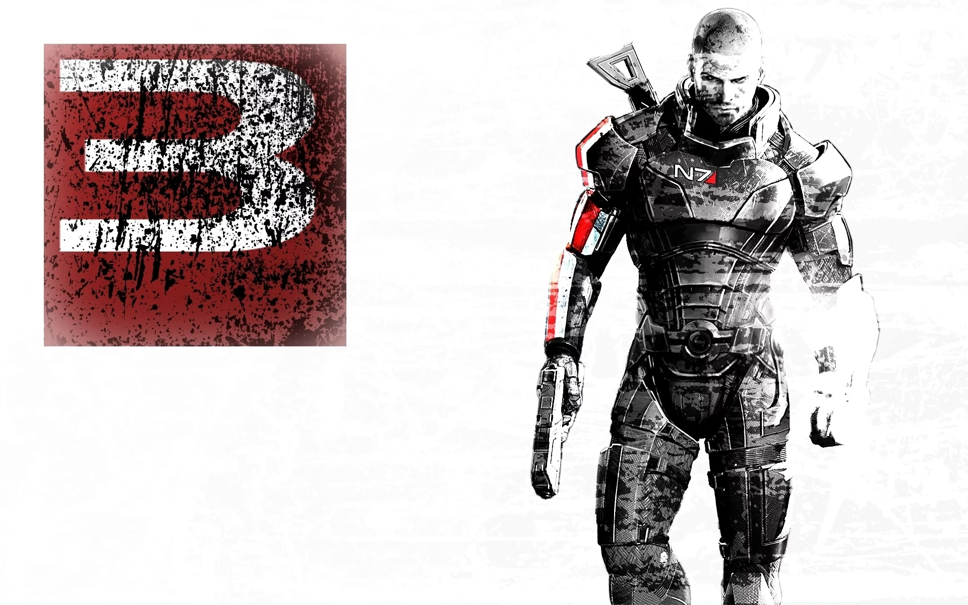 mass effect 3, mass effect, белый фон, шепард, Мучины